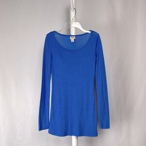 4/$16 Blue Fitted Long Sleeve Tee Shirt Ribbed Knit Top Lightweight Women’s S